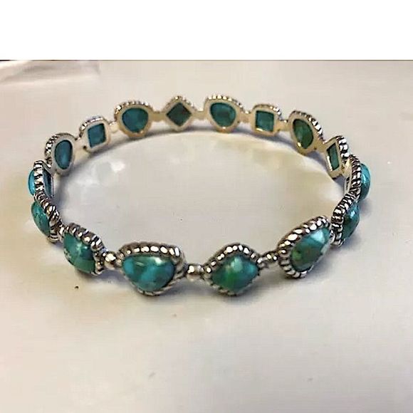SILPADA Turquoise Pools Sterling Silver 925 Turquoise Bangle Bracelet B3218 NIB - Picture 4 of 10